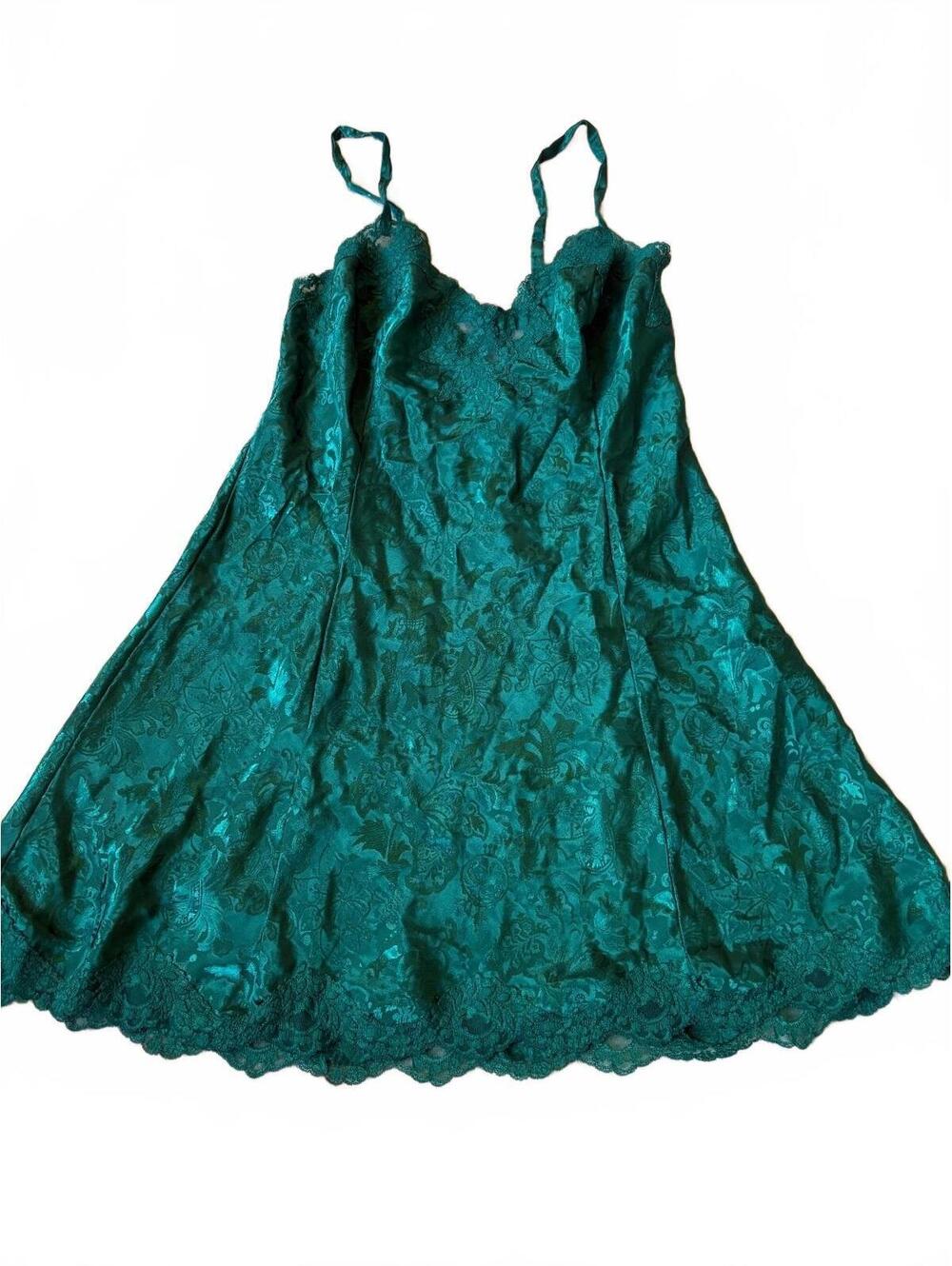 Vintage Victoria's Secret green Lace Slip Dress Nightgown Size M